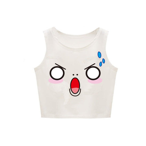 Harajuku Kawaii 3D Print Gradient Crop Top – Stretchy & Stylish - Coscosmos