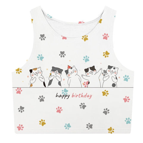 Harajuku Kawaii 3D Print Gradient Crop Top – Stretchy & Stylish - Coscosmos