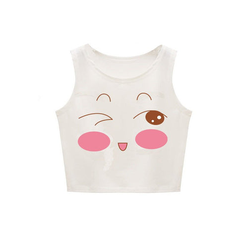 Harajuku Kawaii 3D Print Gradient Crop Top – Stretchy & Stylish - Coscosmos