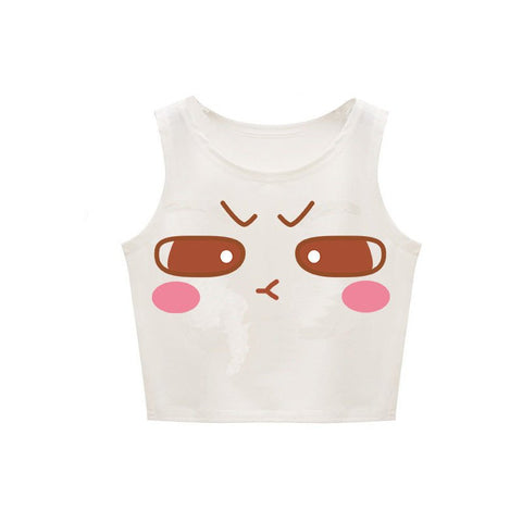 Harajuku Kawaii 3D Print Gradient Crop Top – Stretchy & Stylish - Coscosmos