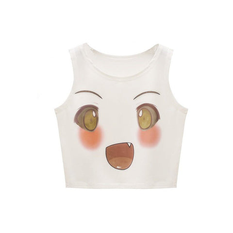 Harajuku Kawaii 3D Print Gradient Crop Top – Stretchy & Stylish - Coscosmos