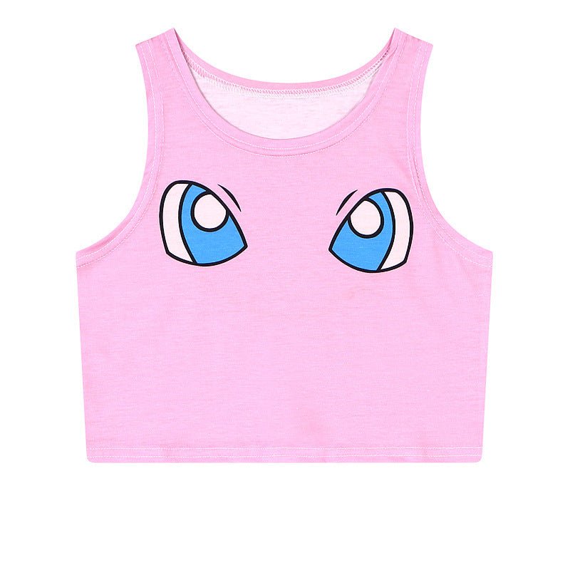 Harajuku Kawaii 3D Print Gradient Crop Top – Stretchy & Stylish - Coscosmos