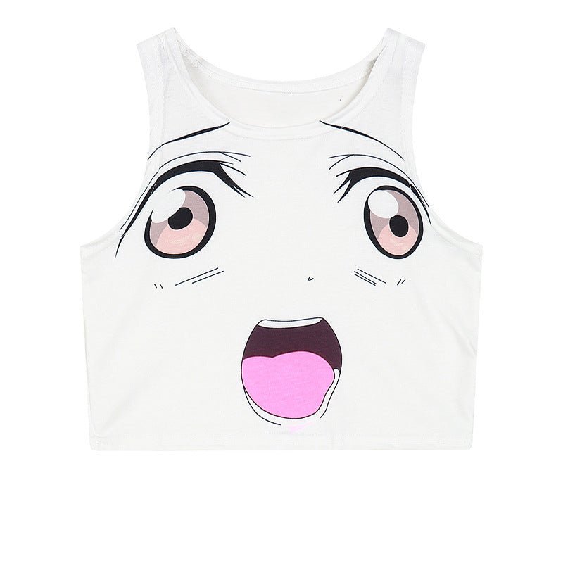 Harajuku Kawaii 3D Print Gradient Crop Top – Stretchy & Stylish - Coscosmos