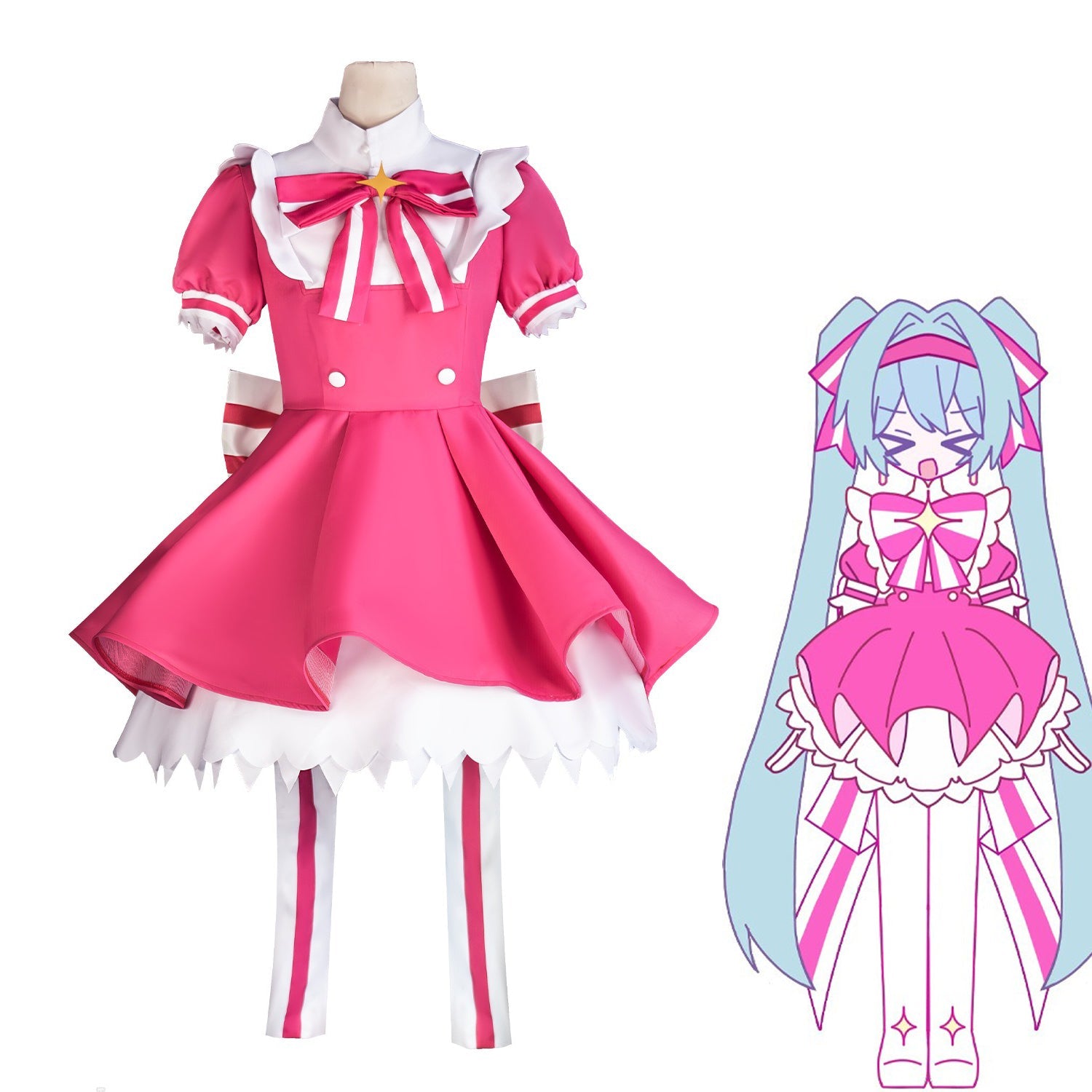 Hatsune Miku Future: Instant Reincarnation Round Dress Cosplay Costume – A Stunning Halloween & Anime - Themed Outfit for Character Role - Play Events. - Coscosmos
