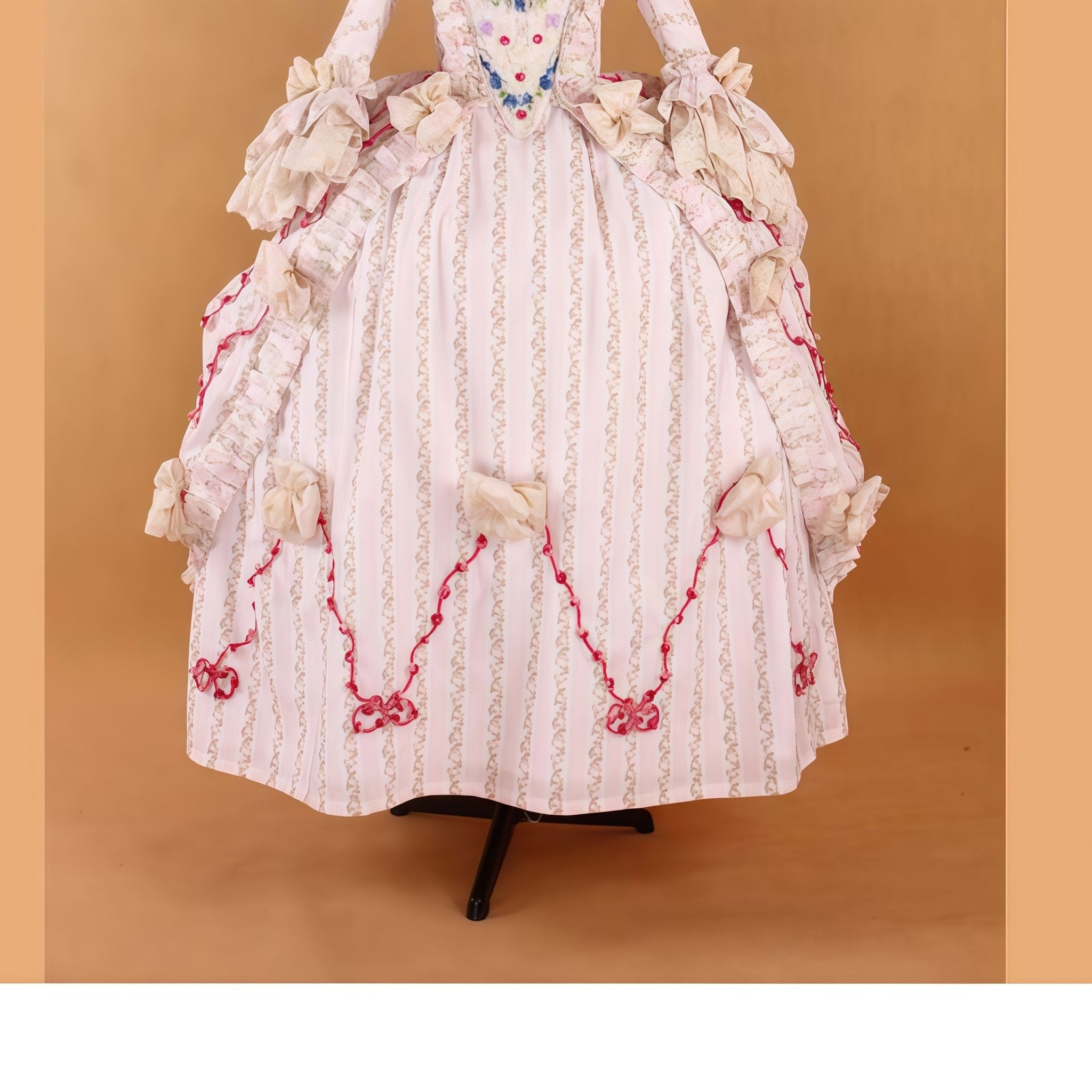 Historical Reenactment Robe à la Française: Pastel Striped 18th Century Rococo Gown - Coscosmos