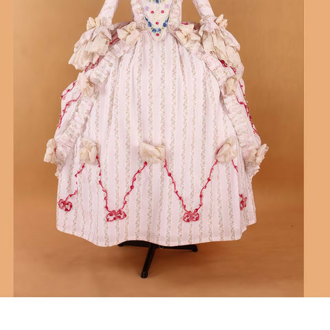 Historical Reenactment Robe à la Française: Pastel Striped 18th Century Rococo Gown - Coscosmos