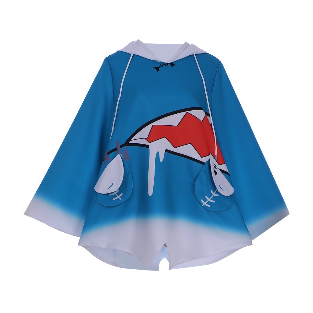 Hololive VTuber Gawr Gura Shark Hoodie Cosplay Costume - Coscosmos