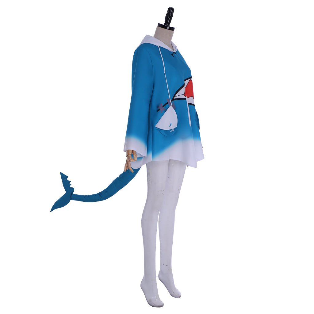 Hololive VTuber Gawr Gura Shark Hoodie Cosplay Costume - Coscosmos