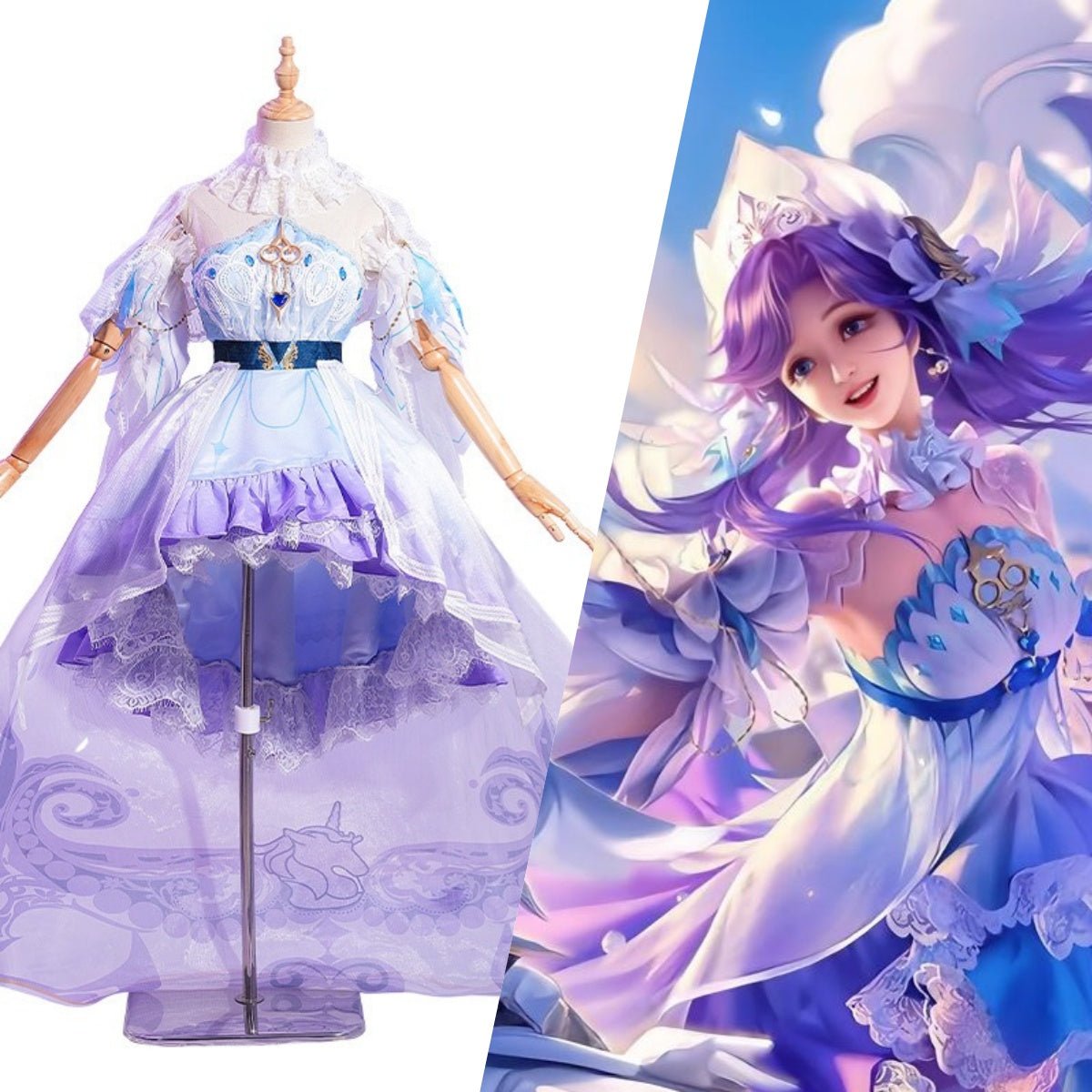 Honor of Kings Da Qiao Cosplay Costume - Lolita Bridal Gown Complete Set - Coscosmos