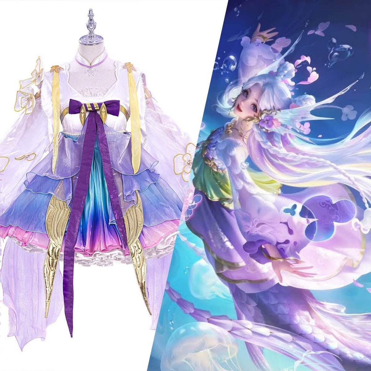 Honor of Kings Doria Fantasy Pearl Siren Cosplay Costume for Halloween & Anime Events - Coscosmos