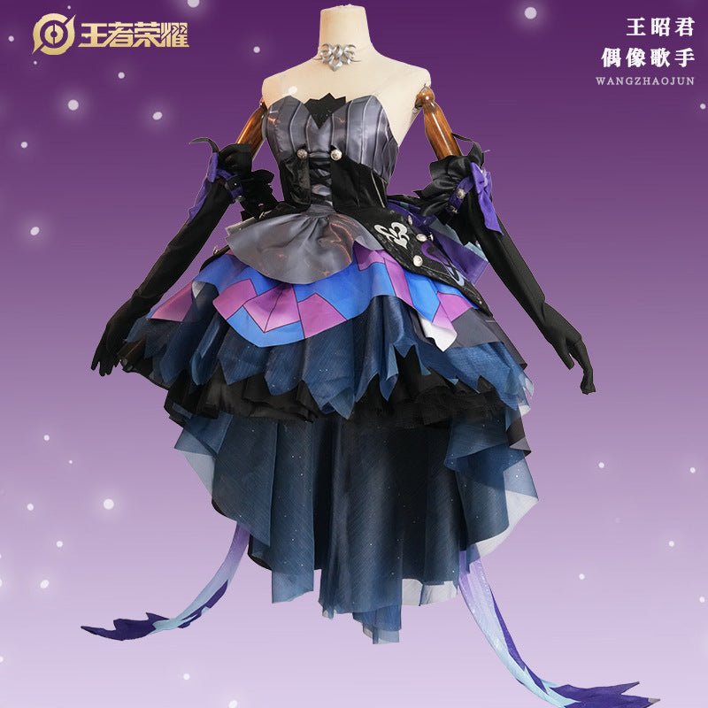 Honor of Kings Wang Zhaojun Black Idol Singer Star Skin Moon Lotus Cosplay Costume - Coscosmos