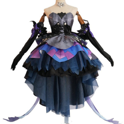 Honor of Kings Wang Zhaojun Black Idol Singer Star Skin Moon Lotus Cosplay Costume - Coscosmos