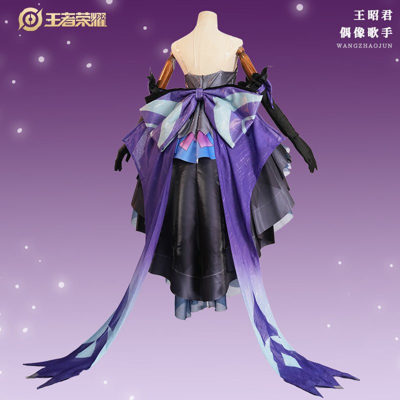 Honor of Kings Wang Zhaojun Black Idol Singer Star Skin Moon Lotus Cosplay Costume - Coscosmos