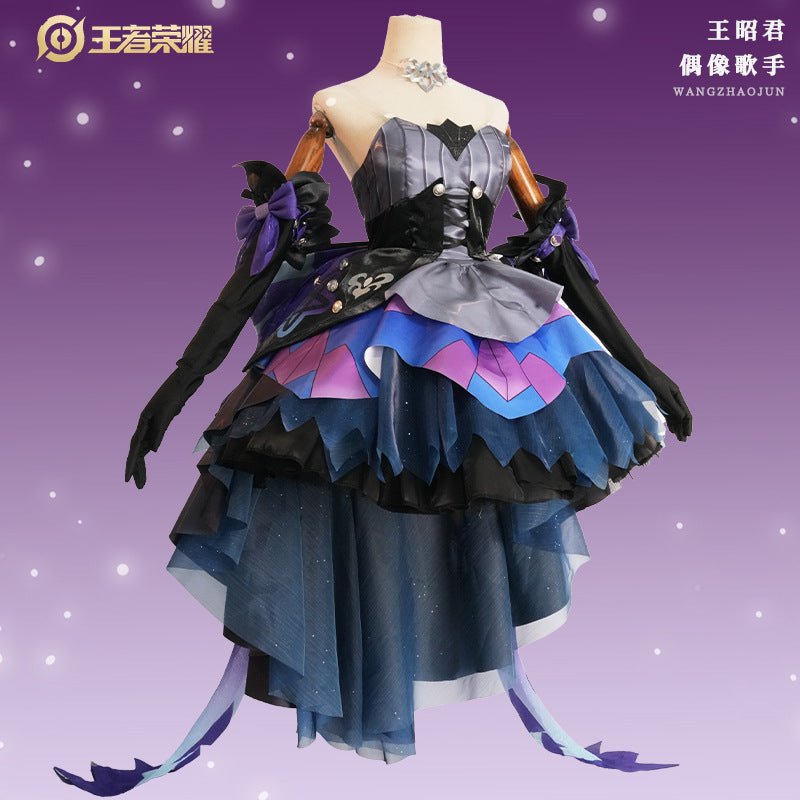 Honor of Kings Wang Zhaojun Black Idol Singer Star Skin Moon Lotus Cosplay Costume - Coscosmos