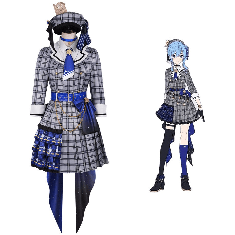 Hoshimachi Suisei Hololive VTuber Cosplay Costume Checkered Concert Dress Stage Outfit - Coscosmos