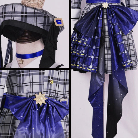 Hoshimachi Suisei Hololive VTuber Cosplay Costume Checkered Concert Dress Stage Outfit - Coscosmos