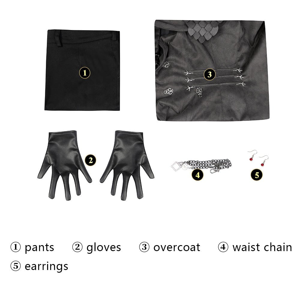 House of the Dragon Rhaenyra Black Riding Cosplay Costume Suit with Necklace - Coscosmos