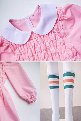 Iconic Eleven Pink Dress Costume from Stranger Things Show - Coscosmos