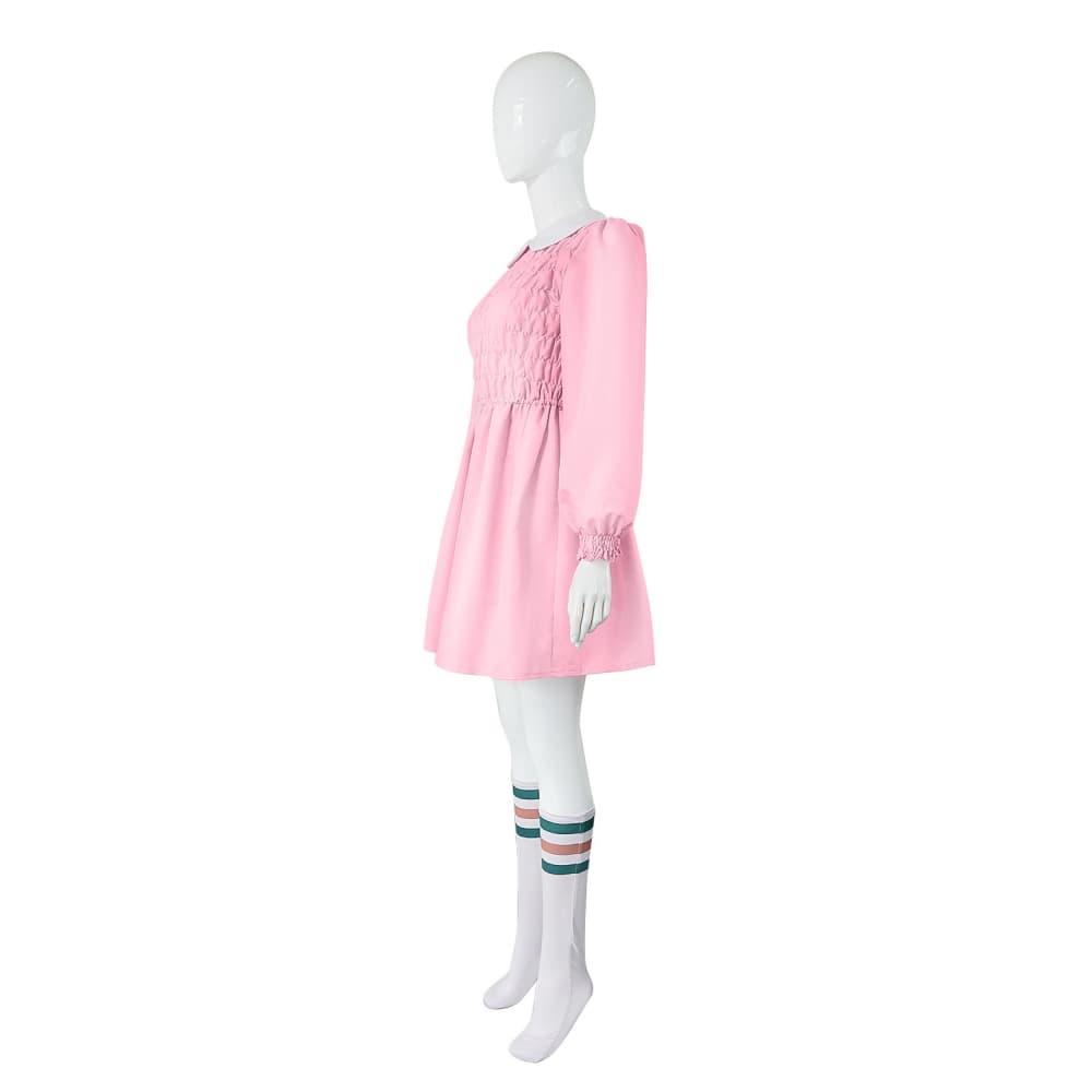 Iconic Eleven Pink Dress Costume from Stranger Things Show - Coscosmos