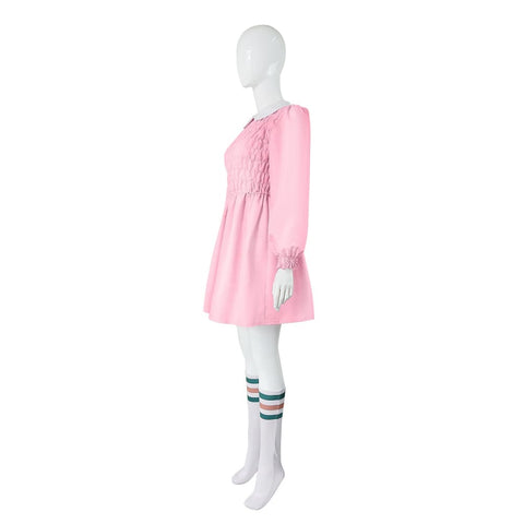 Iconic Eleven Pink Dress Costume from Stranger Things Show - Coscosmos