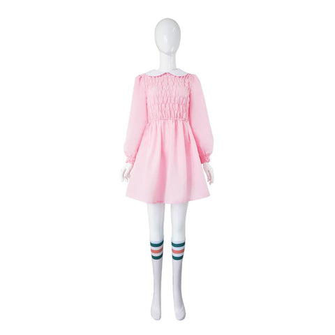 Iconic Eleven Pink Dress Costume from Stranger Things Show - Coscosmos