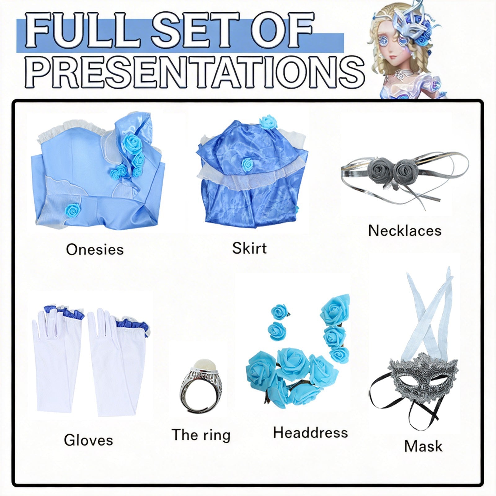 Identity V Barmaid “Rose on the Waves” Cosplay Costume – Game Anime Outfit for Women, High - Quality Stage Performance & Themed Party Wear - Coscosmos