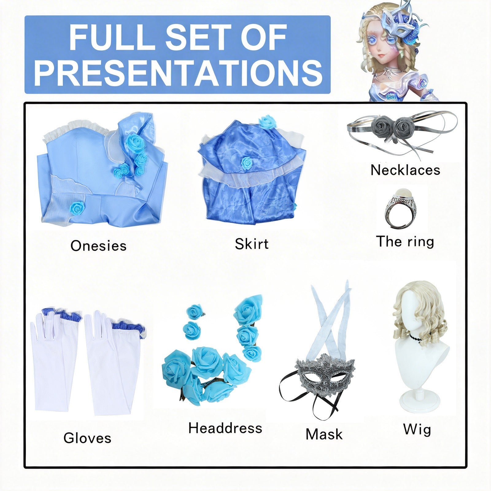 Identity V Barmaid “Rose on the Waves” Cosplay Costume – Game Anime Outfit for Women, High - Quality Stage Performance & Themed Party Wear - Coscosmos