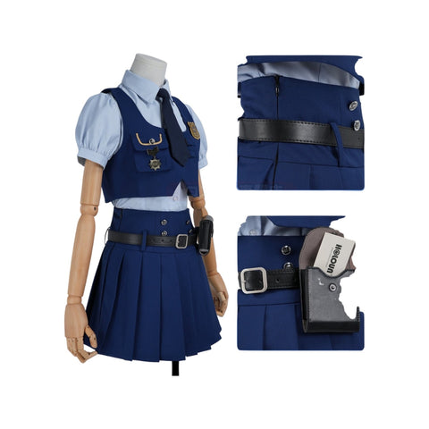 Judy Hopps 8 - Piece Cosplay Costume Set with Shirt Vest and Skirt - Coscosmos