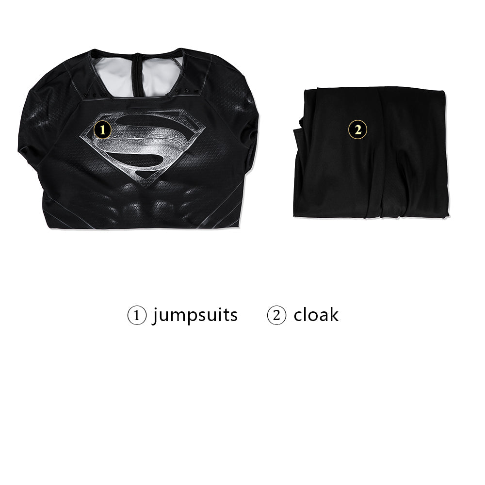 Justice League Superman Black Suit Full Set Cosplay Costume - Coscosmos