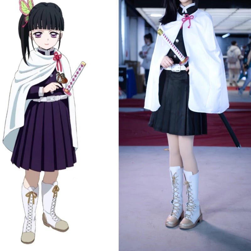 Kanao Tsuyuri Cosplay Shoes White Boots Kimetsu no Yaiba Outfit - Coscosmos