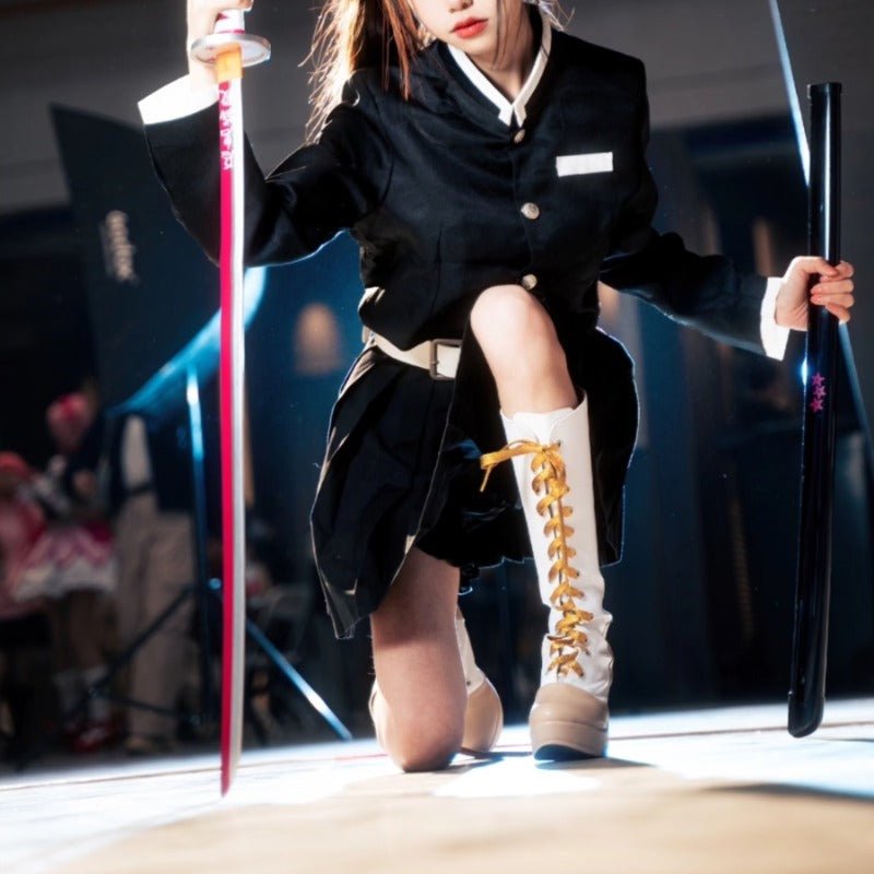 Kanao Tsuyuri Cosplay Shoes White Boots Kimetsu no Yaiba Outfit - Coscosmos