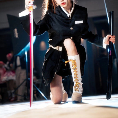 Kanao Tsuyuri Cosplay Shoes White Boots Kimetsu no Yaiba Outfit - Coscosmos