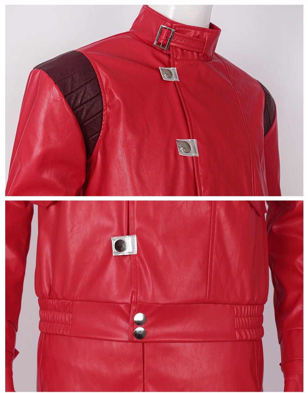 Kaneda Shotaro Akira Cosplay Costume - Red Capsule Embroidered Leather Men’s Biker Jacket - Coscosmos