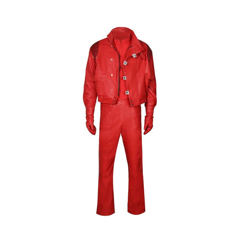 Kaneda Shotaro Akira Cosplay Costume - Red Capsule Embroidered Leather Men’s Biker Jacket - Coscosmos
