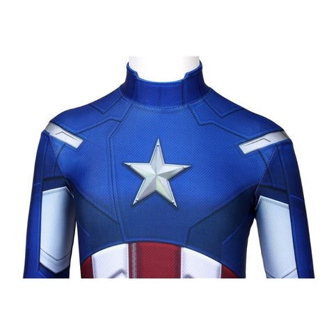 Kids Captain America Cosplay Costume Classic Blue Spandex Suit for Children SKD19028 - Coscosmos