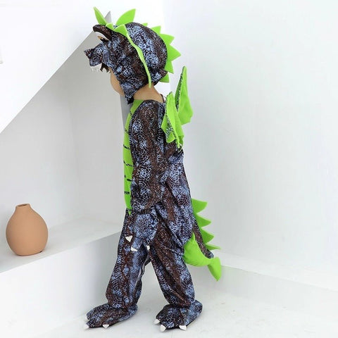Kids Dinosaur Costume for Halloween, Boys and Girls Cartoon Cosplay Animal Jumpsuit - Coscosmos