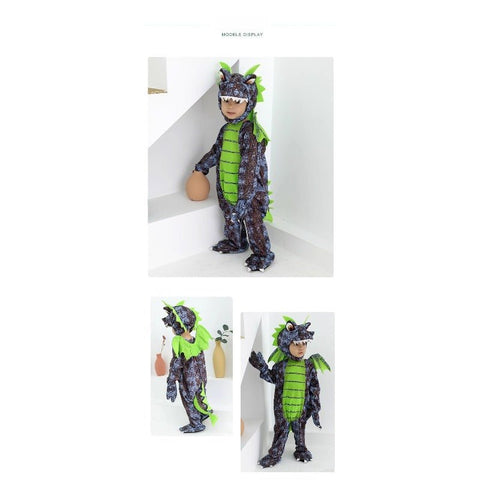 Kids Dinosaur Costume for Halloween, Boys and Girls Cartoon Cosplay Animal Jumpsuit - Coscosmos