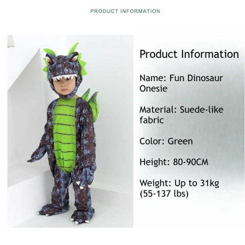 Kids Dinosaur Costume for Halloween, Boys and Girls Cartoon Cosplay Animal Jumpsuit - Coscosmos