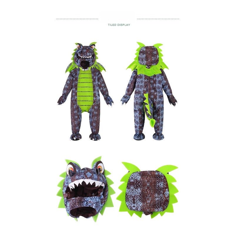 Kids Dinosaur Costume for Halloween, Boys and Girls Cartoon Cosplay Animal Jumpsuit - Coscosmos