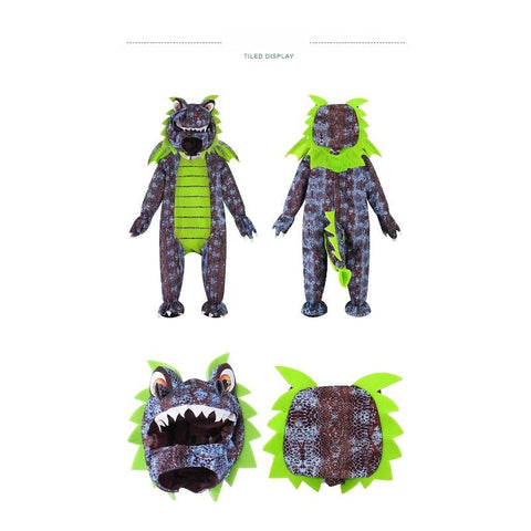 Kids Dinosaur Costume for Halloween, Boys and Girls Cartoon Cosplay Animal Jumpsuit - Coscosmos
