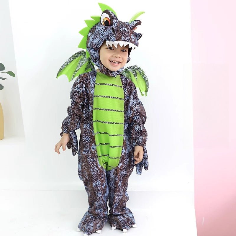 Kids Dinosaur Costume for Halloween, Boys and Girls Cartoon Cosplay Animal Jumpsuit - Coscosmos