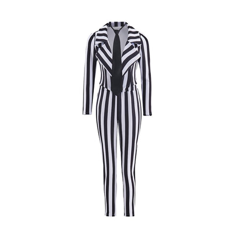 Ladies' Striped Suit with Tie Cosplay Costume – Perfect for Anime & Formal Events - Coscosmos