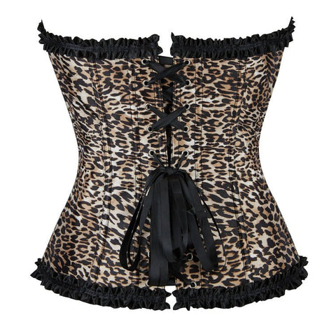Leopard Print with Lace Trim Women's Waist - Cinching Sexy Bustier Corset - Coscosmos