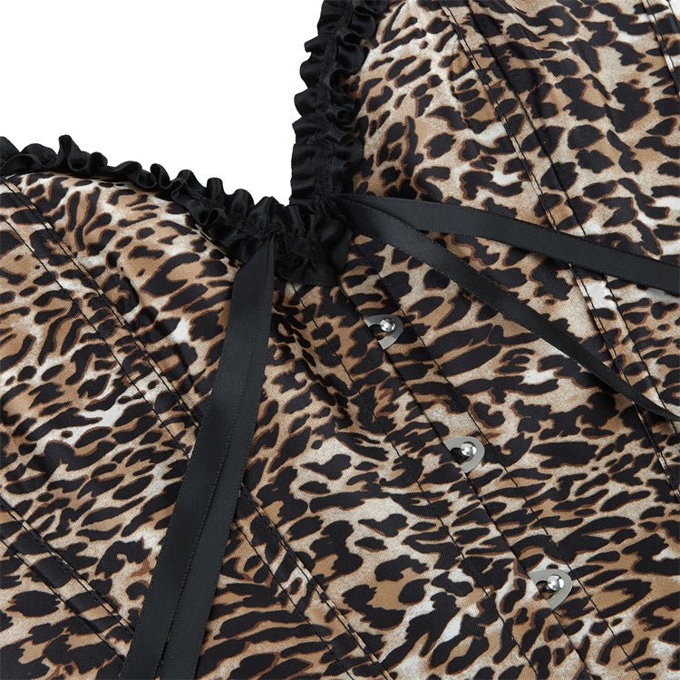 Leopard Print with Lace Trim Women's Waist - Cinching Sexy Bustier Corset - Coscosmos