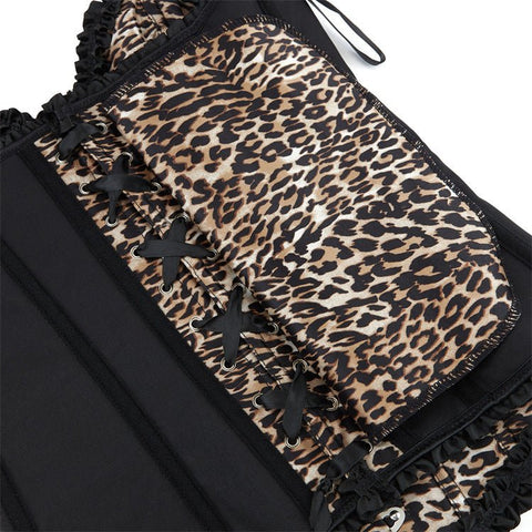Leopard Print with Lace Trim Women's Waist - Cinching Sexy Bustier Corset - Coscosmos