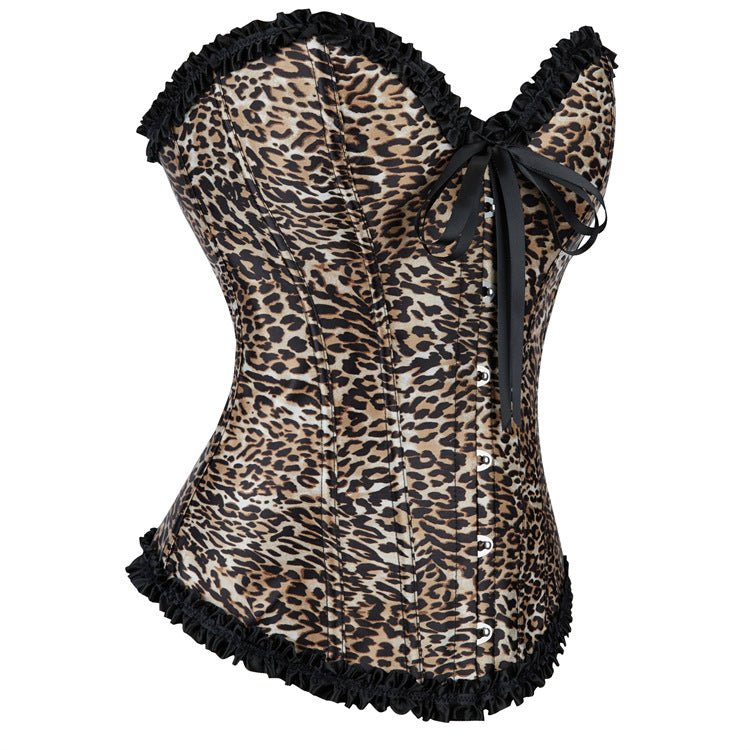 Leopard Print with Lace Trim Women's Waist - Cinching Sexy Bustier Corset - Coscosmos