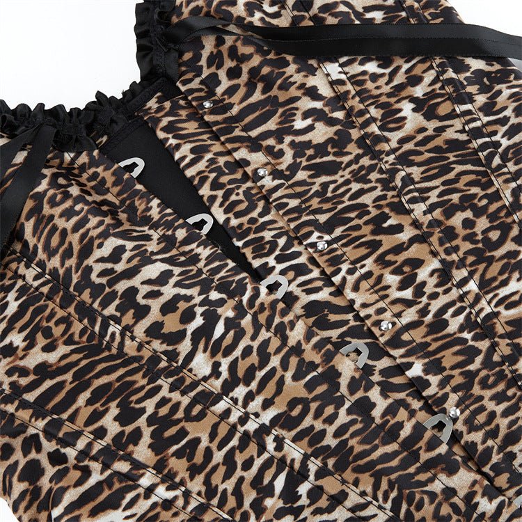 Leopard Print with Lace Trim Women's Waist - Cinching Sexy Bustier Corset - Coscosmos