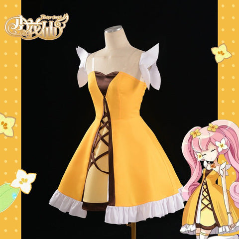 Little Flower Fairy Shanmeng Cosplay Costume, Winter Daphne Flower King Elf Full Outfit - Coscosmos
