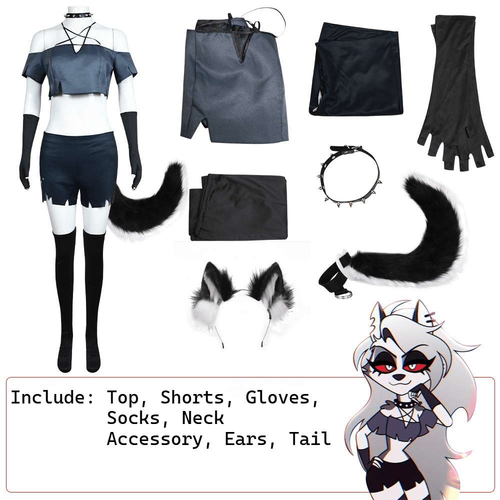 Loona Cosplay Costume | Hazbin Hotel & Helluva Boss Halloween Outfit, Anime Demon Character Full Set Performance Dress for Party Cosplay - Coscosmos