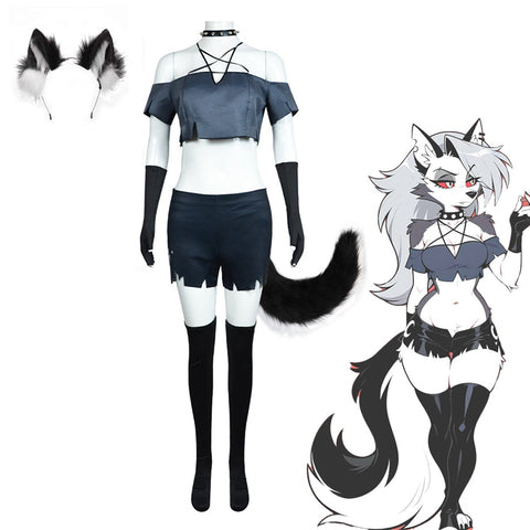 Loona Cosplay Costume | Hazbin Hotel & Helluva Boss Halloween Outfit, Anime Demon Character Full Set Performance Dress for Party Cosplay - Coscosmos